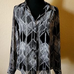 Guess Womens Blouse Size Medium Black and white